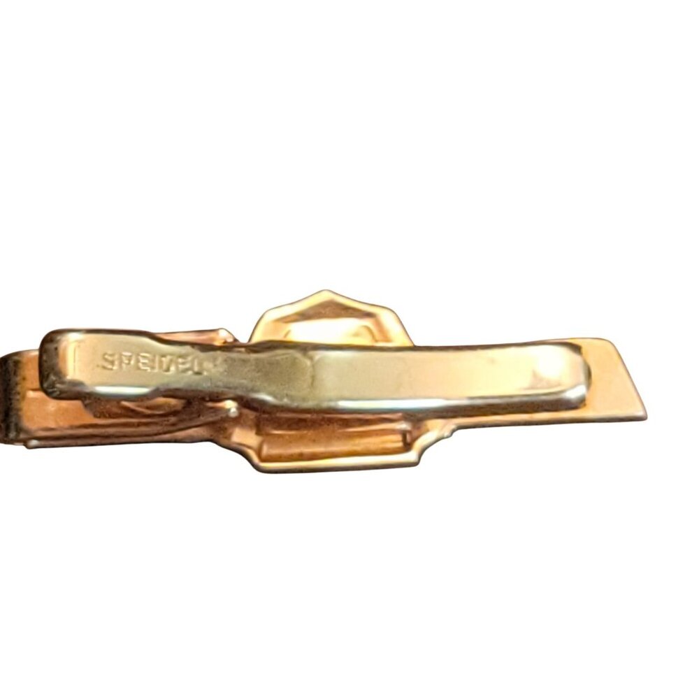 Vintage Speidel Gold Tone Tie Clip Carnelian Stone Intaglio Design Roman Warrior - Picture 8 of 8